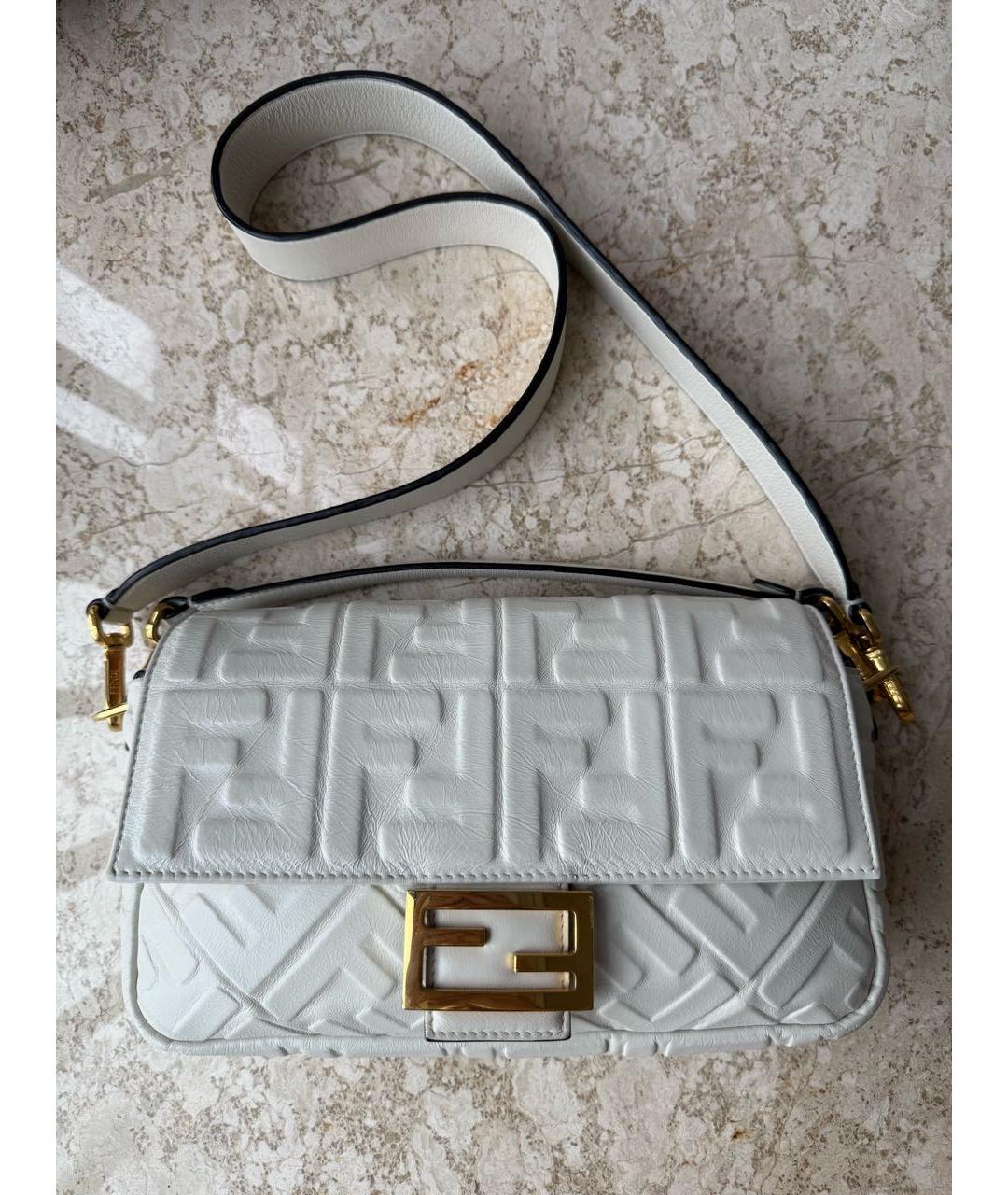 FENDI Белая кожаная сумка через плечо, фото 2