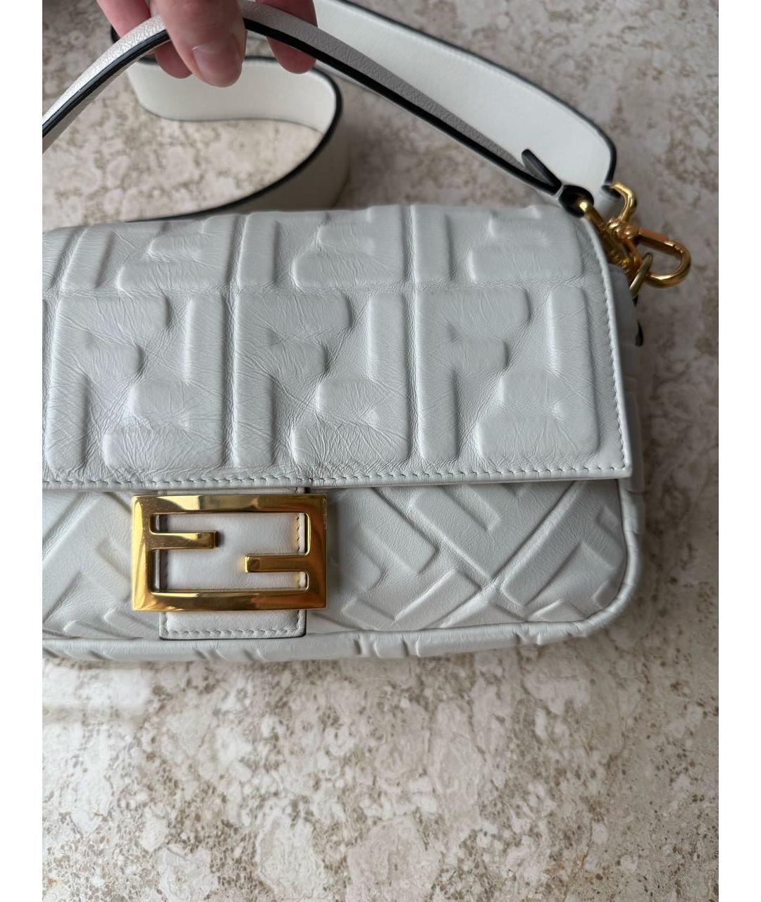 FENDI Белая кожаная сумка через плечо, фото 4