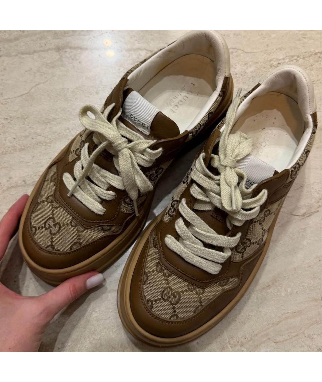 GUCCI Коричневые кожаные кеды, фото 3