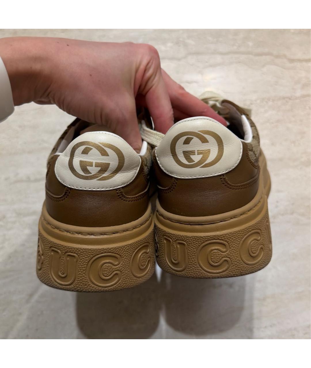 GUCCI Коричневые кожаные кеды, фото 4