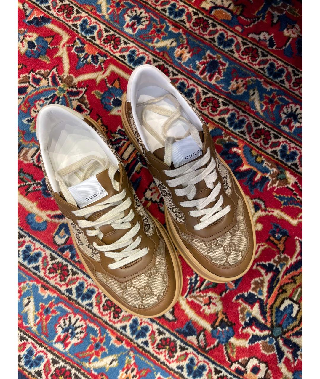 GUCCI Коричневые кожаные кеды, фото 6