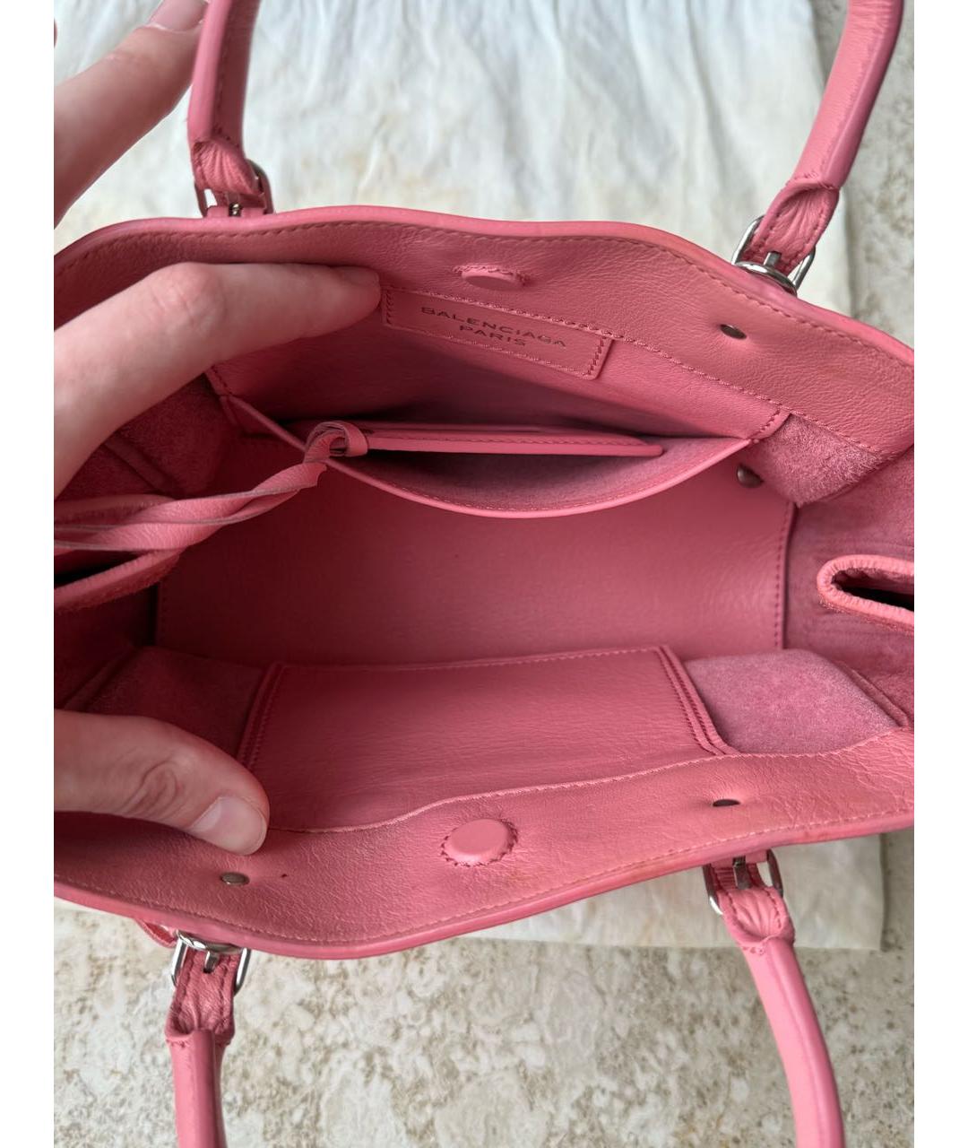 BALENCIAGA Розовая кожаная сумка с короткими ручками, фото 6