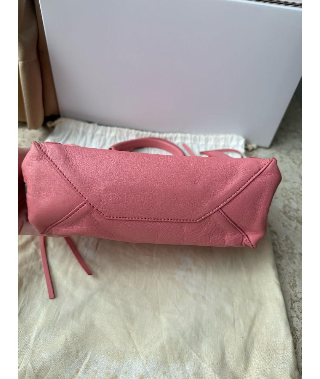 BALENCIAGA Розовая кожаная сумка с короткими ручками, фото 5