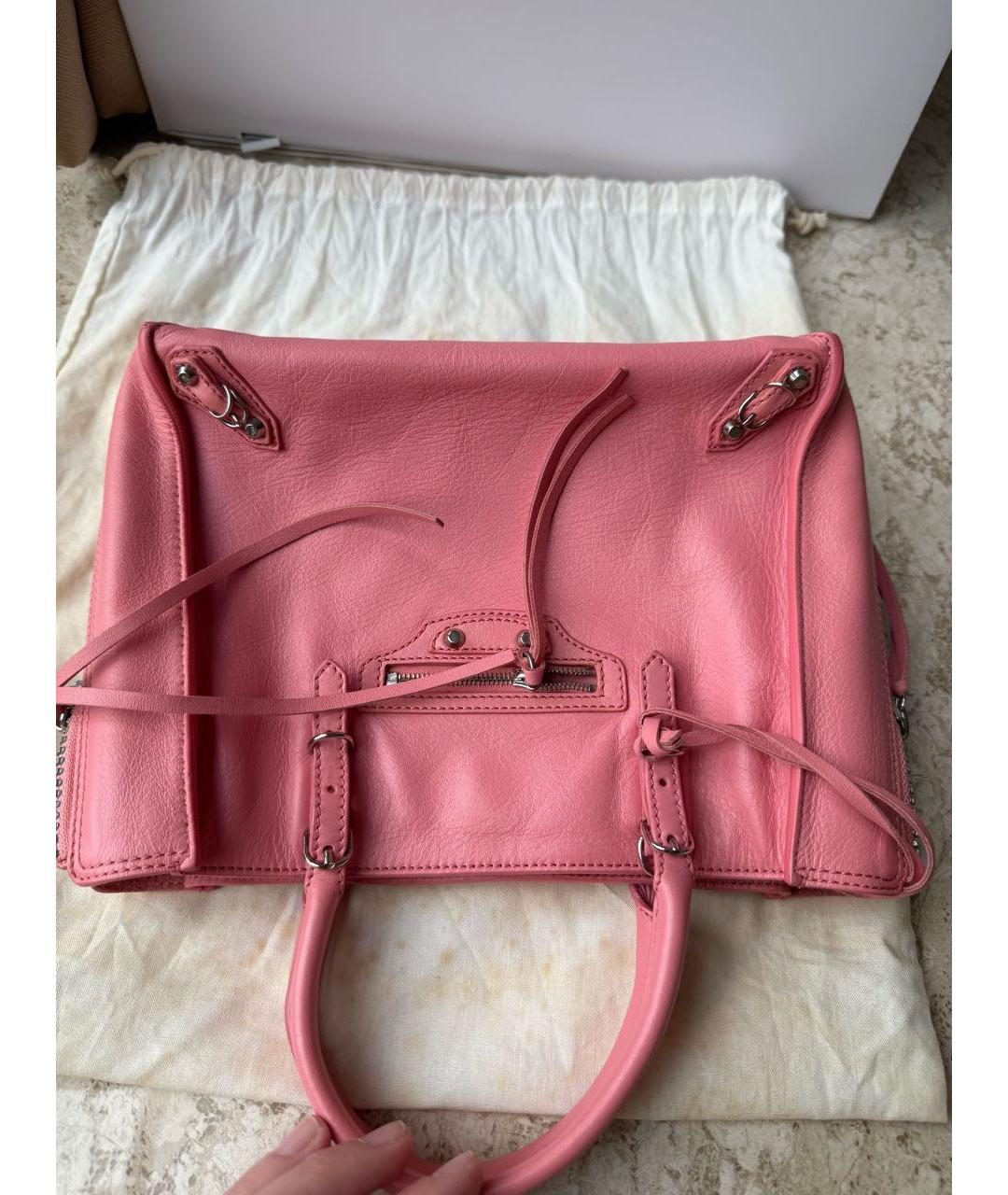 BALENCIAGA Розовая кожаная сумка с короткими ручками, фото 7