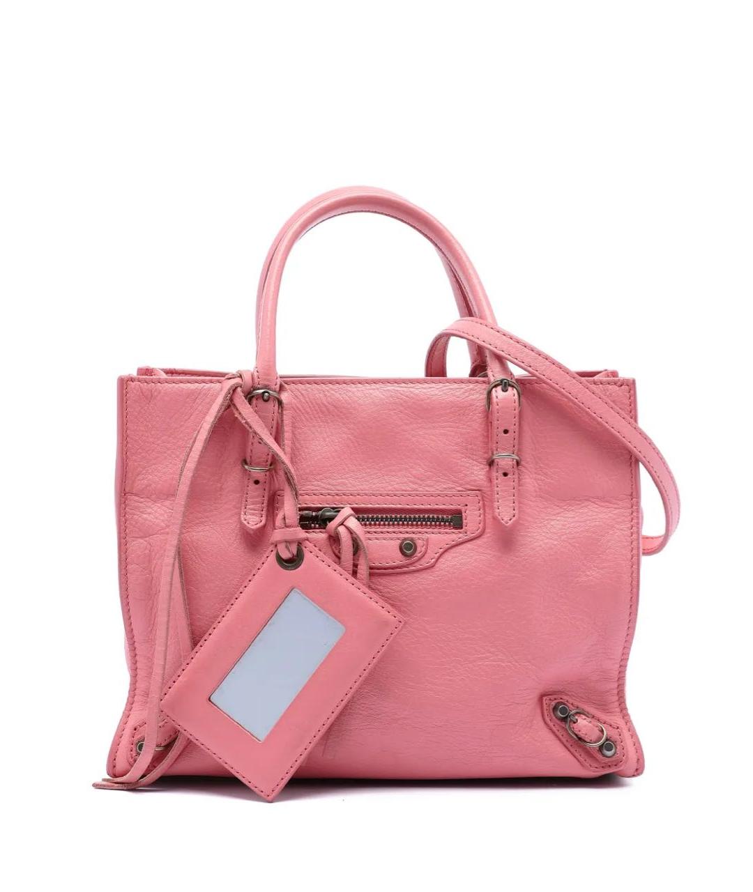 BALENCIAGA Розовая кожаная сумка с короткими ручками, фото 9