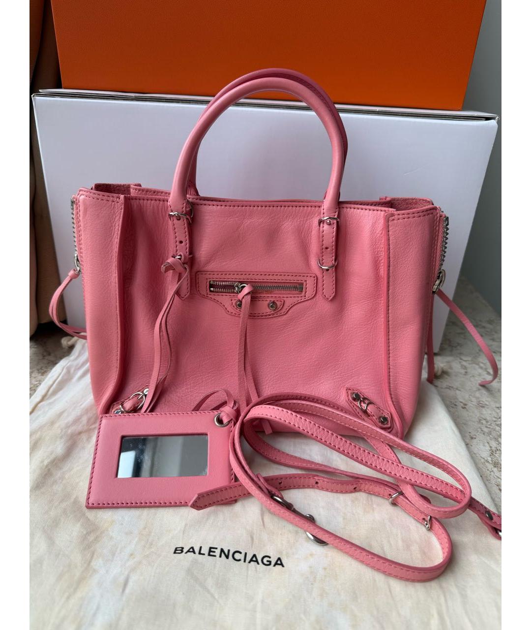 BALENCIAGA Розовая кожаная сумка с короткими ручками, фото 2
