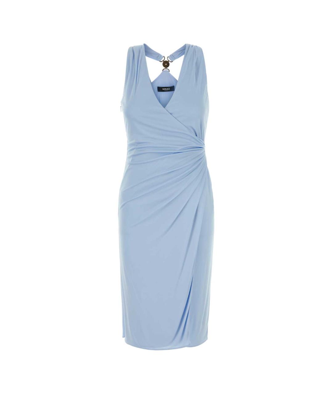 VERSACE Голубое вискозное повседневное платье, фото 1