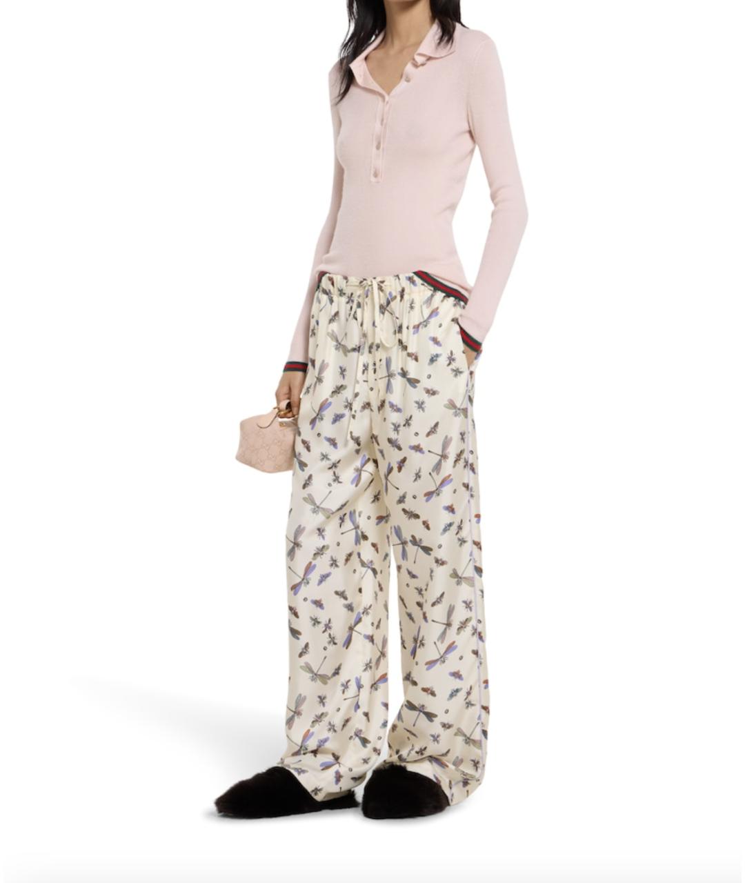 GUCCI Мульти шелковые прямые брюки, фото 2