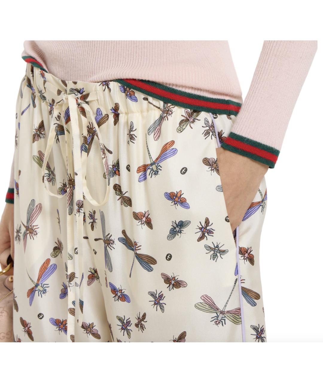 GUCCI Мульти шелковые прямые брюки, фото 3