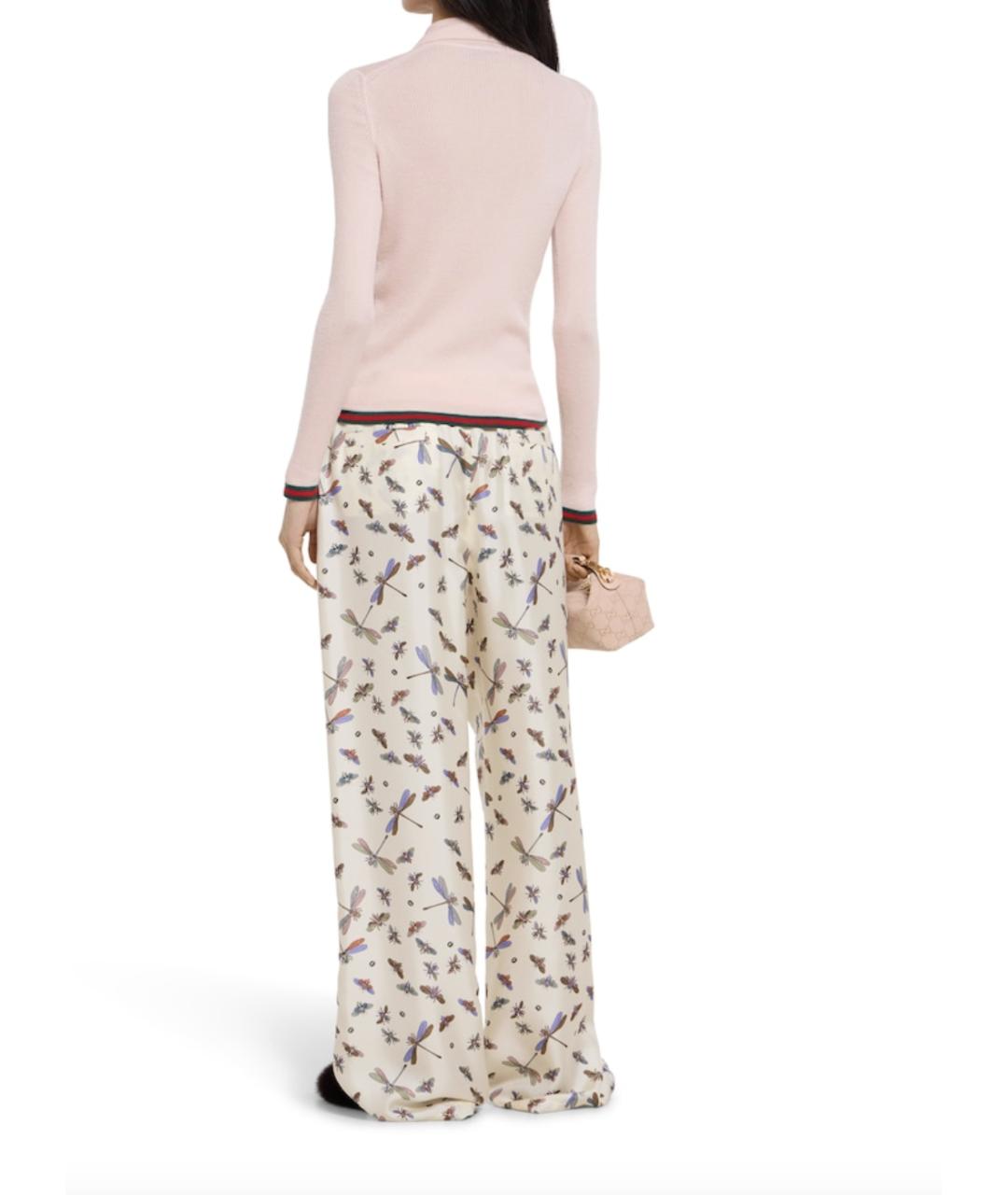 GUCCI Мульти шелковые прямые брюки, фото 4