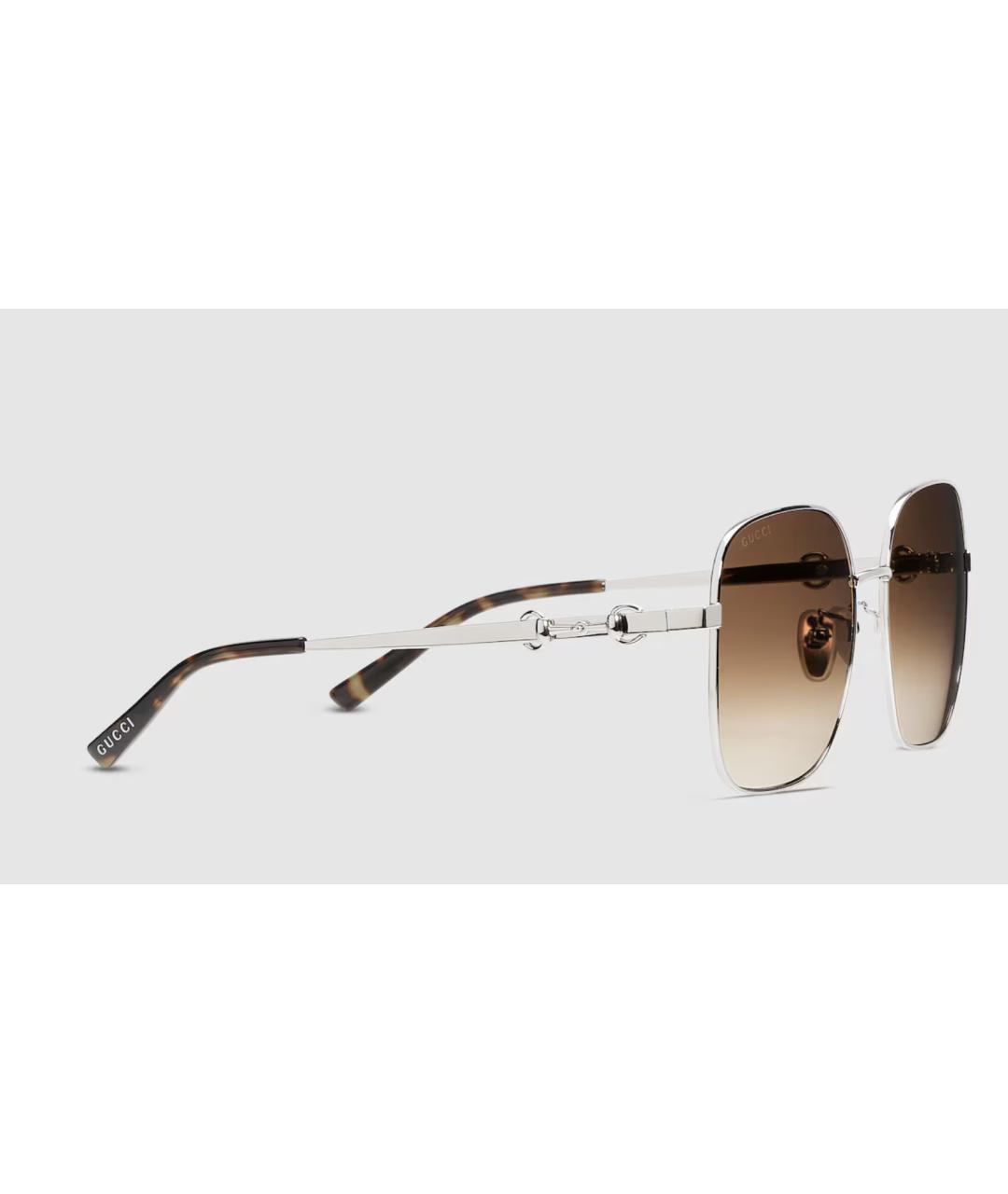 GUCCI Серебряные металлические солнцезащитные очки, фото 2