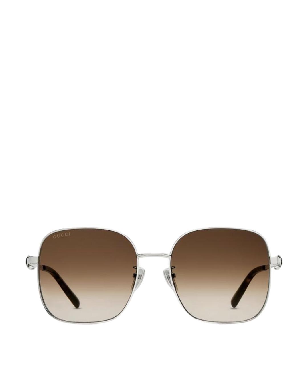 GUCCI Серебряные металлические солнцезащитные очки, фото 1