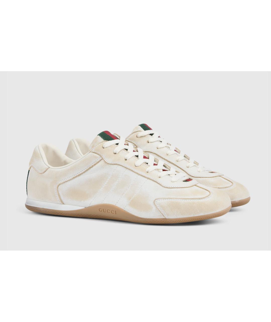 GUCCI Белые кожаные кроссовки, фото 2