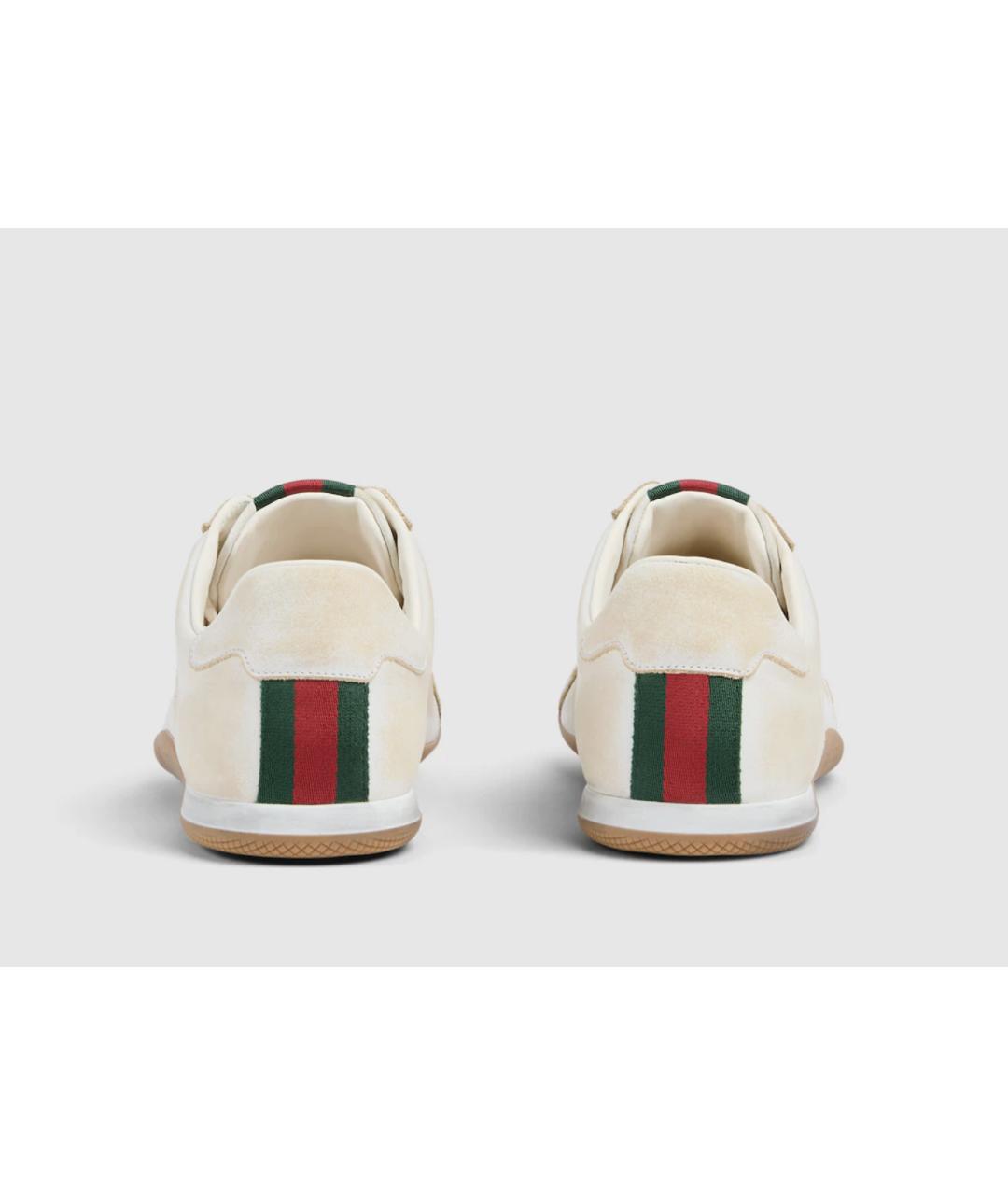 GUCCI Бежевые кожаные кроссовки, фото 4