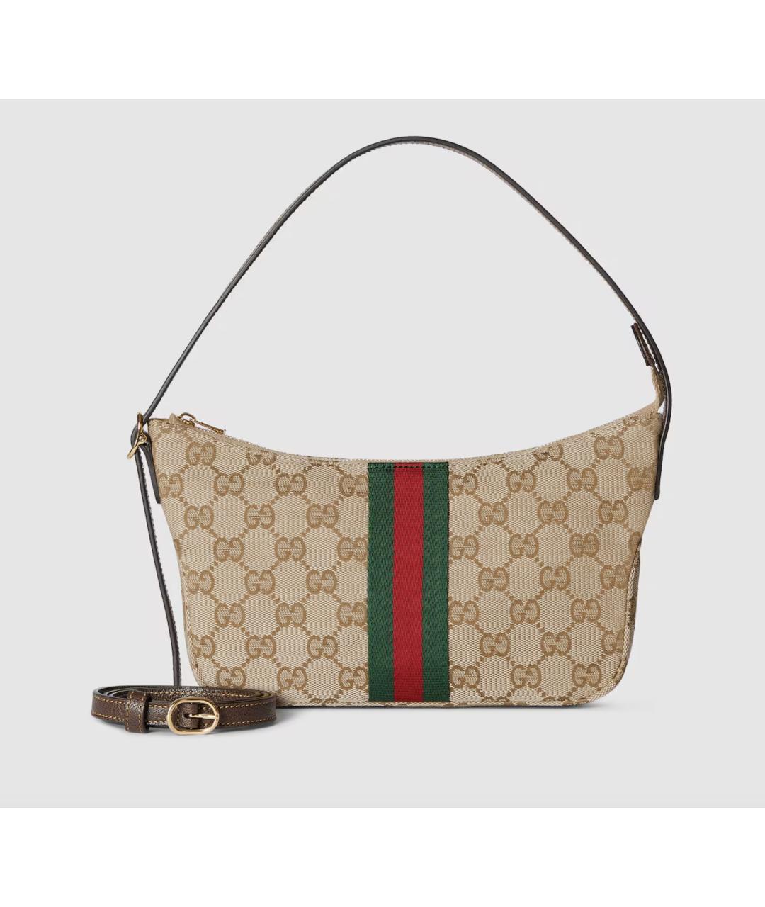 GUCCI Бежевая жаккардовая сумка на плечо, фото 6