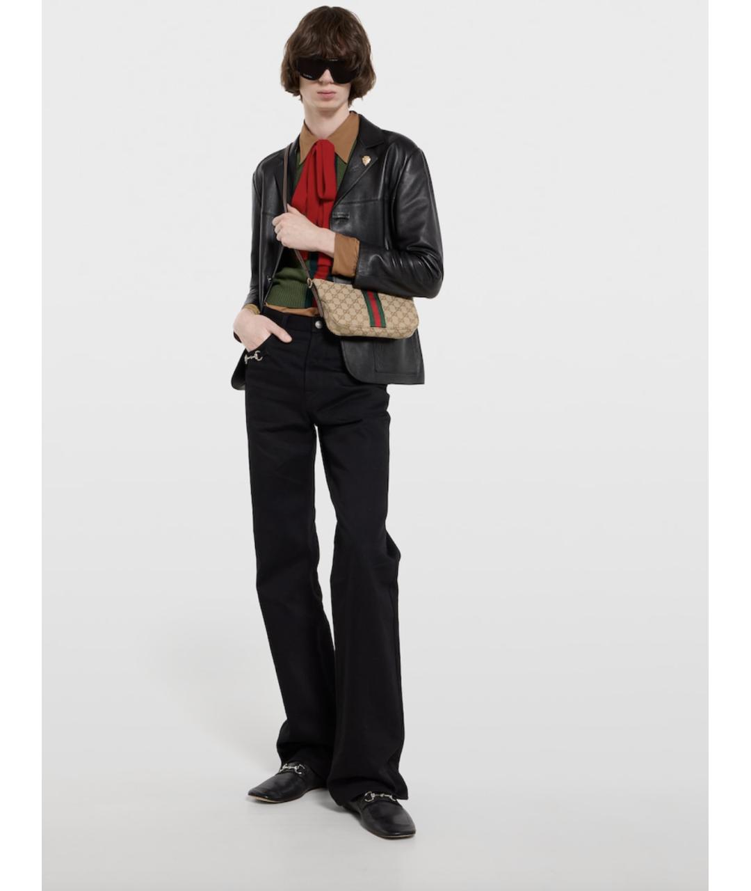 GUCCI Бежевая жаккардовая сумка на плечо, фото 3