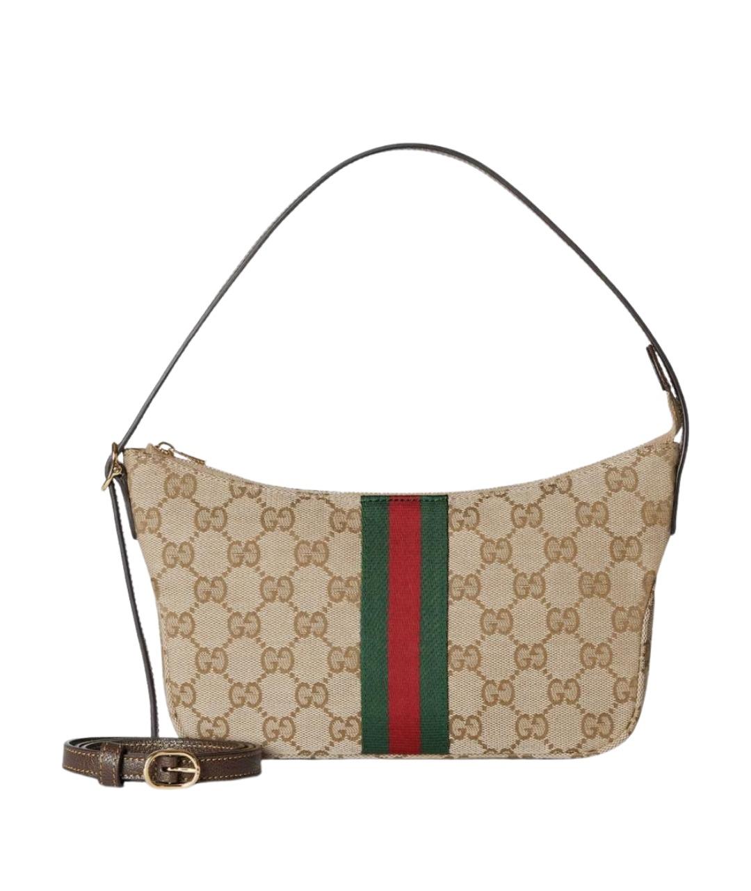 GUCCI Бежевая жаккардовая сумка на плечо, фото 1