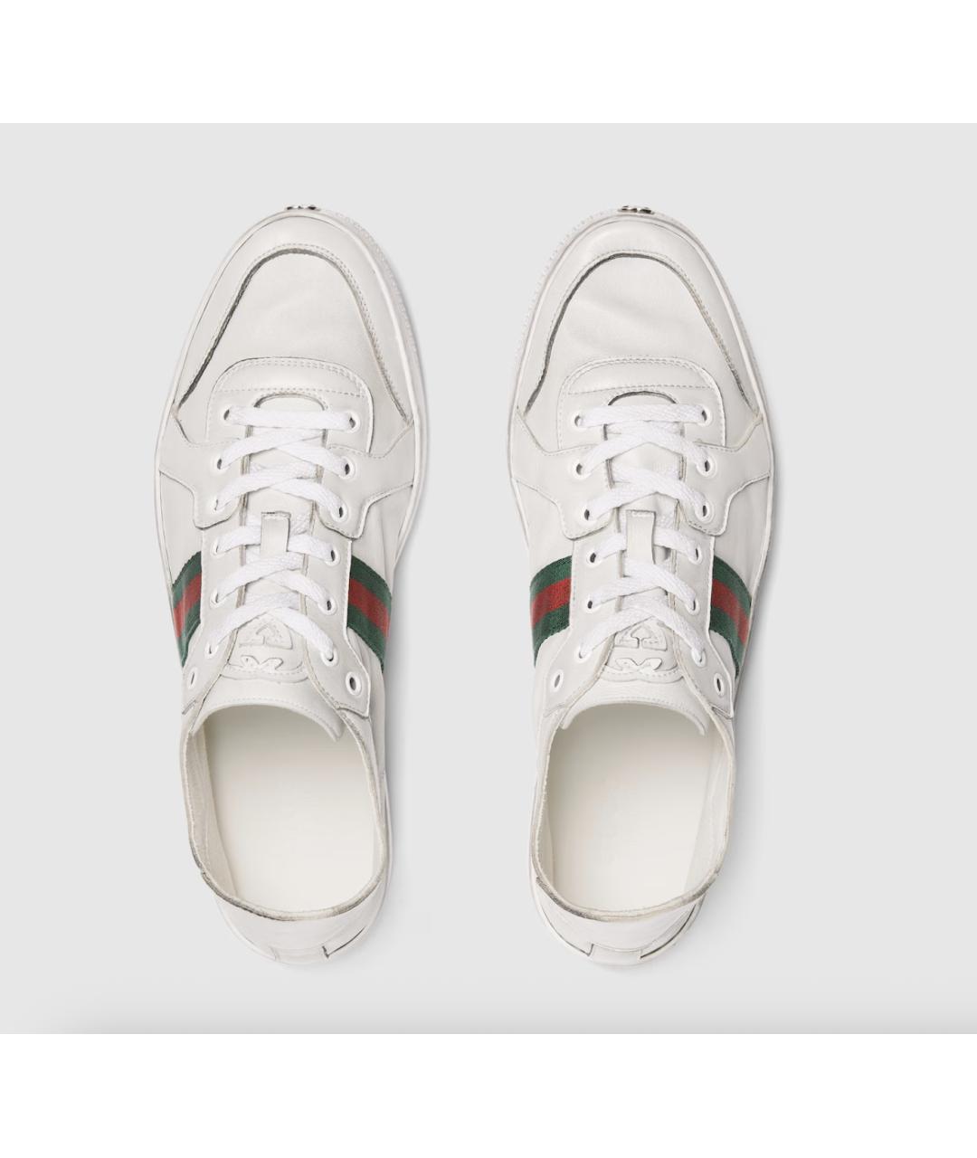GUCCI Белые кожаные низкие кроссовки / кеды, фото 4