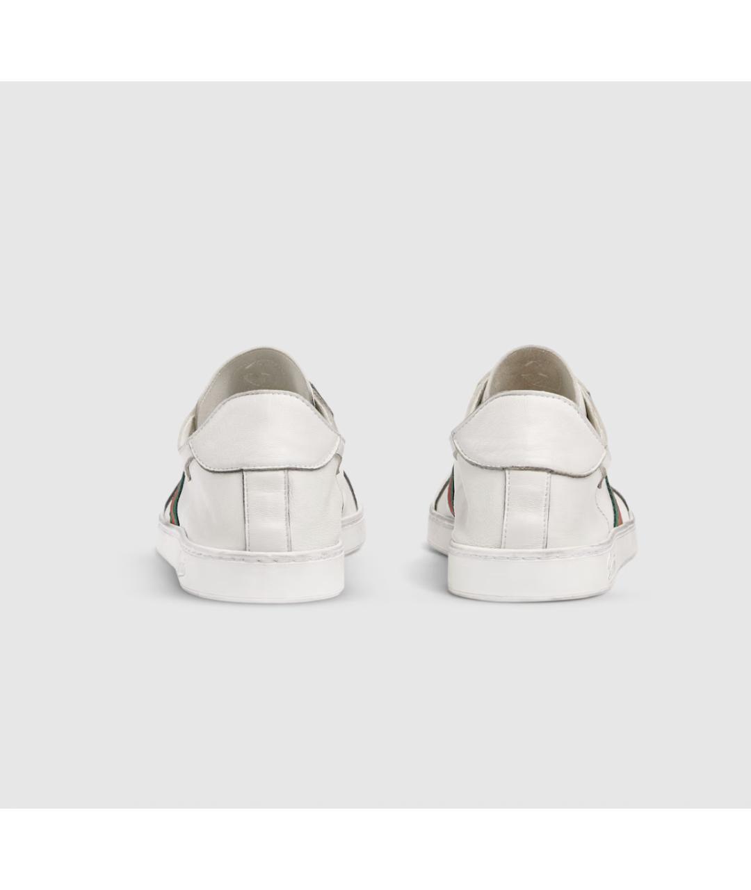 GUCCI Белые кожаные низкие кроссовки / кеды, фото 5