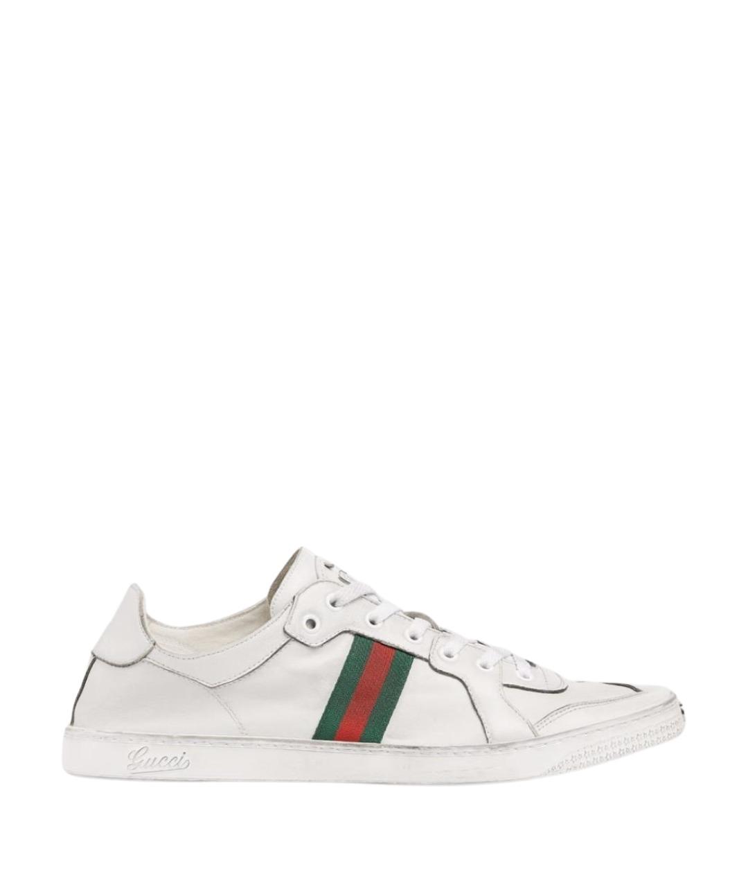 GUCCI Белые кожаные низкие кроссовки / кеды, фото 1