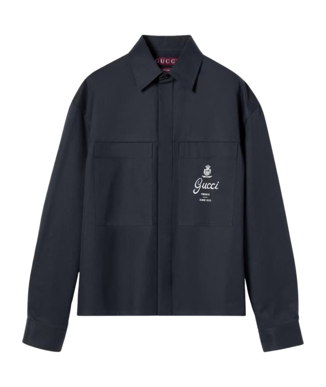 GUCCI Темно-синяя хлопковая куртка, фото 1