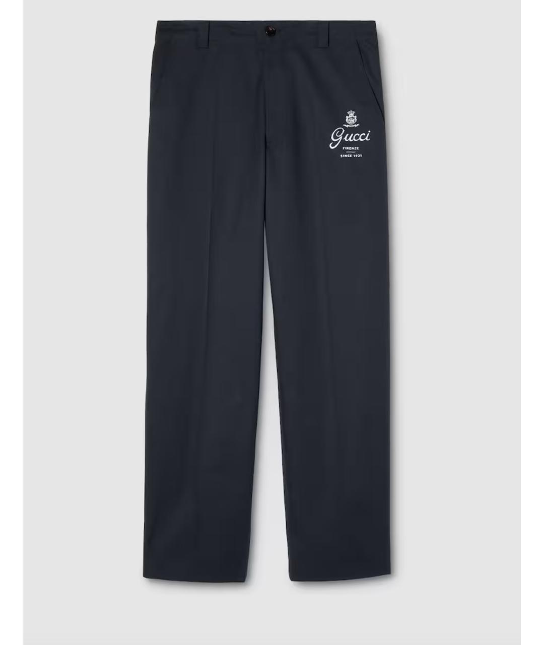 GUCCI Темно-синие хлопковые повседневные брюки, фото 3