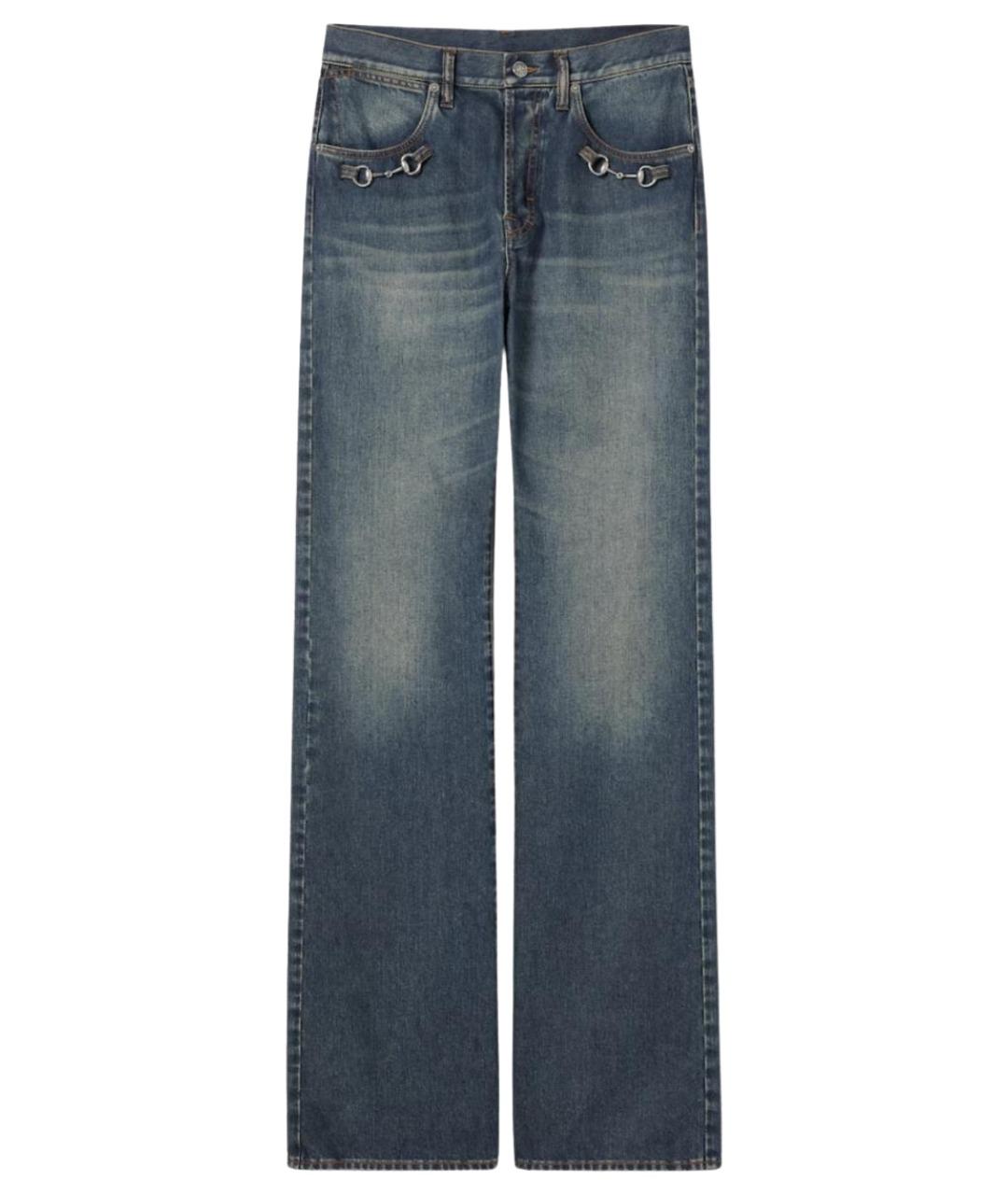 GUCCI Синие хлопковые прямые джинсы, фото 1