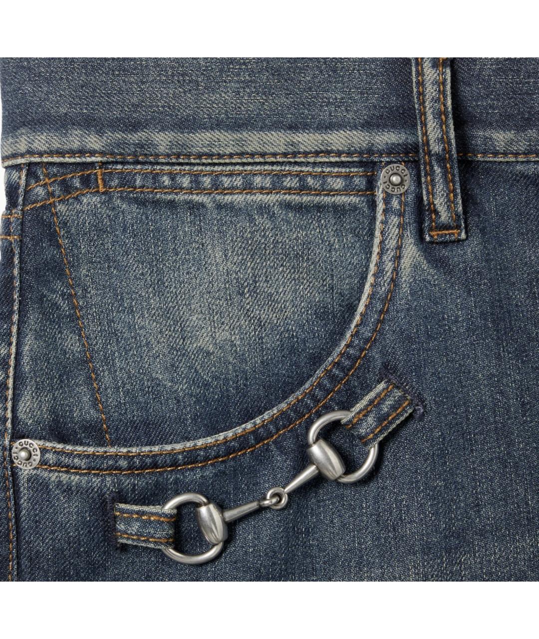GUCCI Синие хлопковые прямые джинсы, фото 5