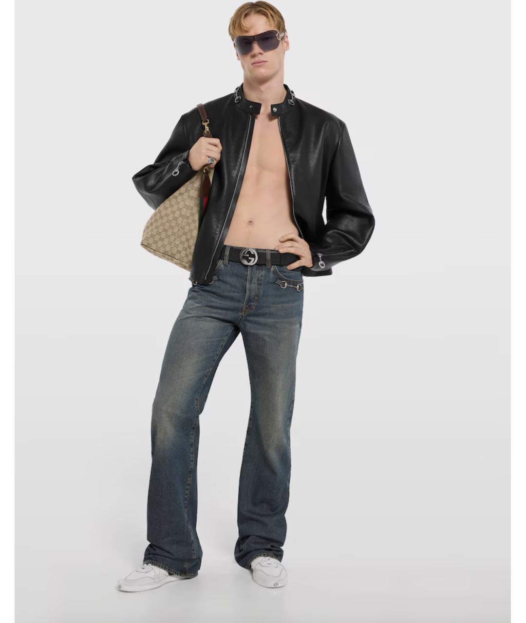 GUCCI Синие хлопковые прямые джинсы, фото 2