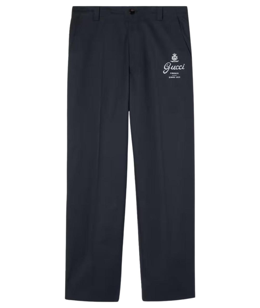 GUCCI Темно-синие хлопковые повседневные брюки, фото 1