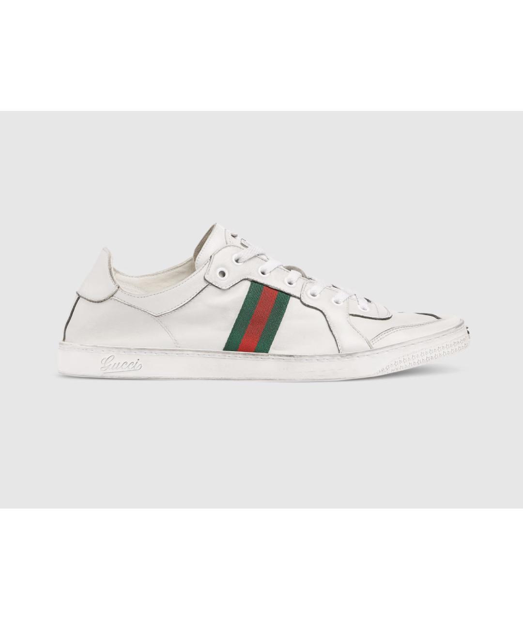 GUCCI Белые кожаные низкие кроссовки / кеды, фото 6