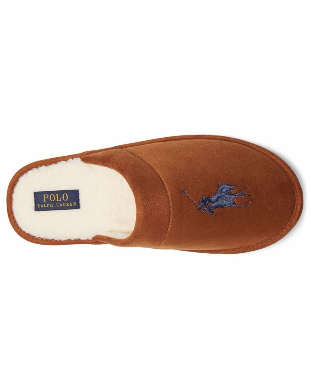 POLO RALPH LAUREN Коричневые текстильные шлепанцы, фото 3