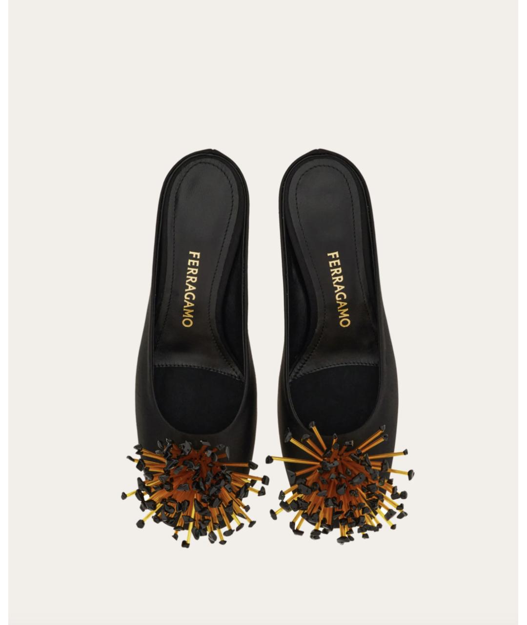 FERRAGAMO Черные текстильные мюли, фото 3