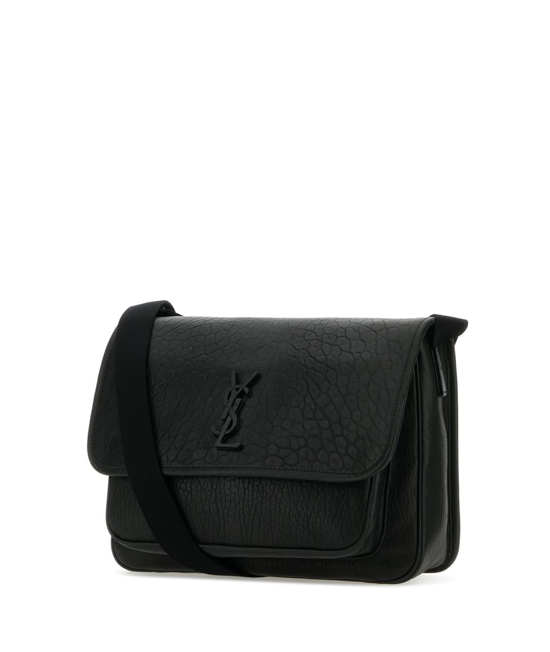 SAINT LAURENT Черная кожаная сумка на плечо, фото 2