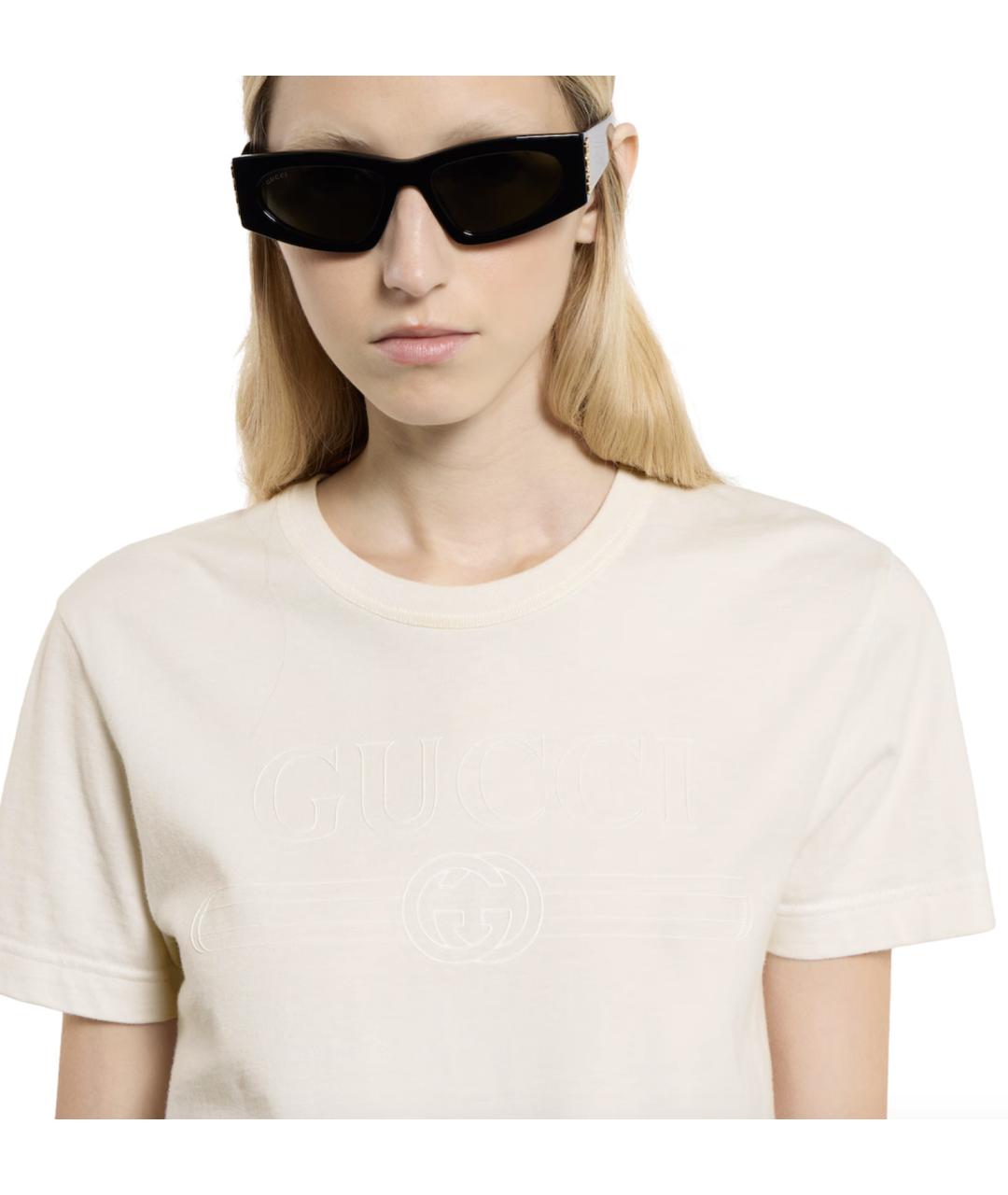 GUCCI Бежевая хлопковая футболка, фото 3