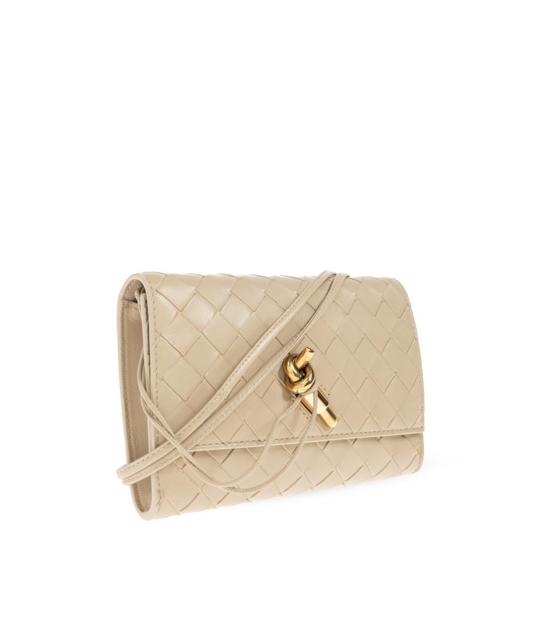 BOTTEGA VENETA Бежевая кожаная сумка через плечо, фото 4