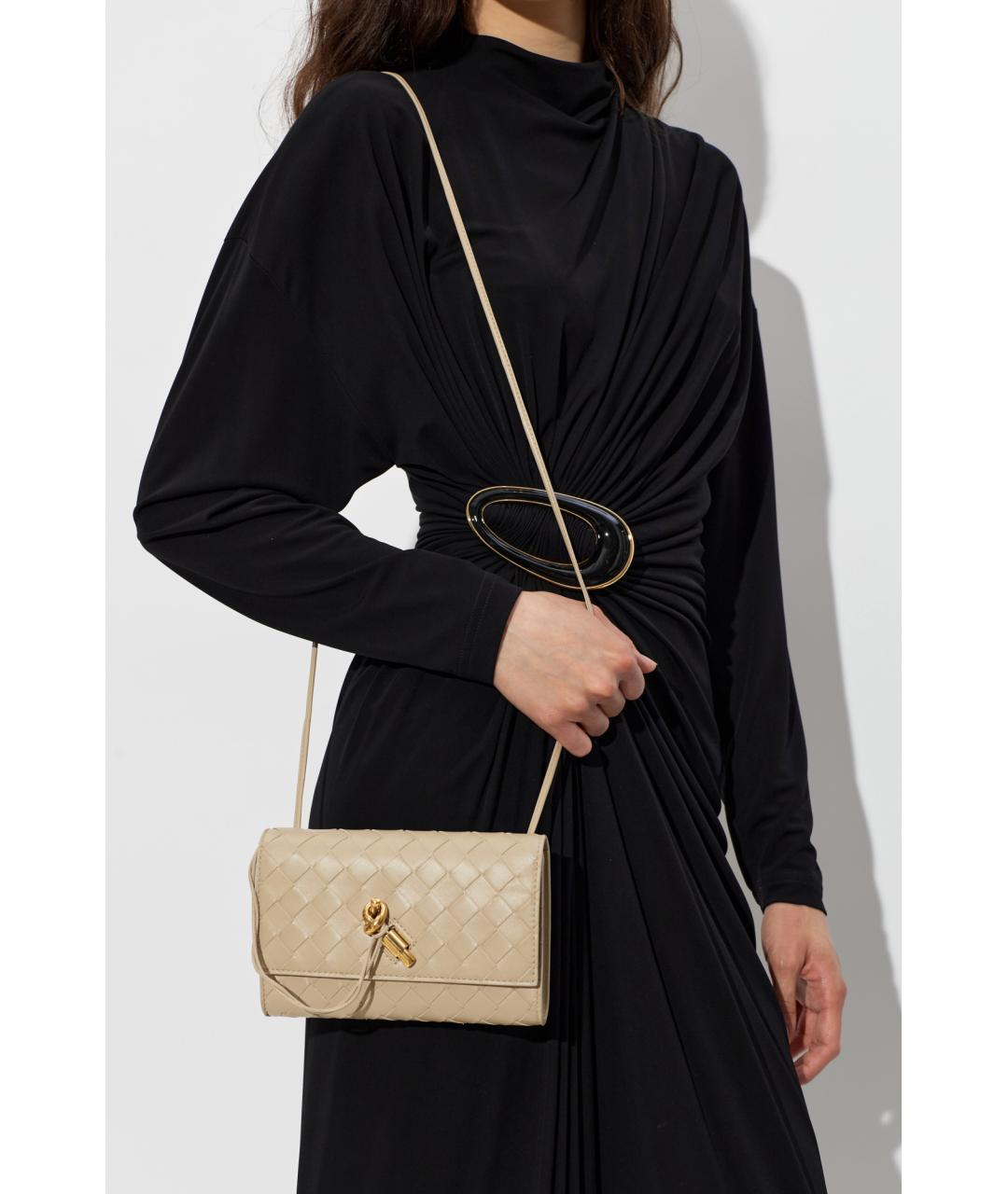 BOTTEGA VENETA Бежевая кожаная сумка через плечо, фото 2
