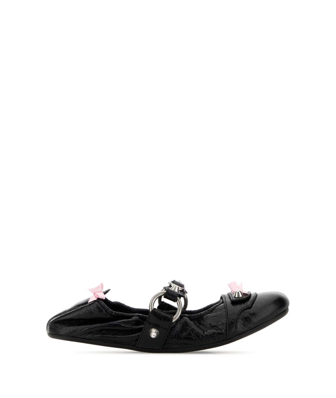 BALENCIAGA Черные балетки из лакированной кожи, фото 1