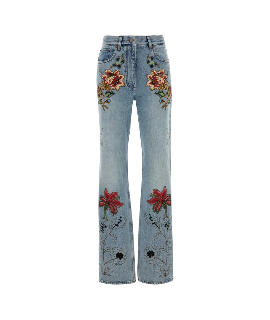 VALENTINO Голубые хлопковые джинсы клеш, фото 1