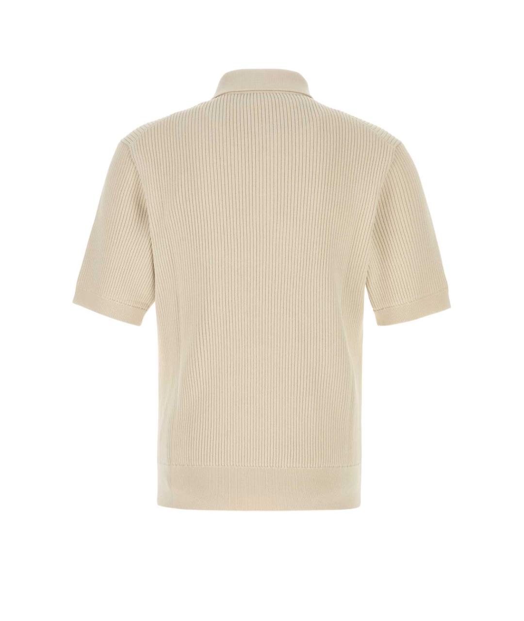 DOLCE&GABBANA Бежевое хлопковое поло с коротким рукавом, фото 2