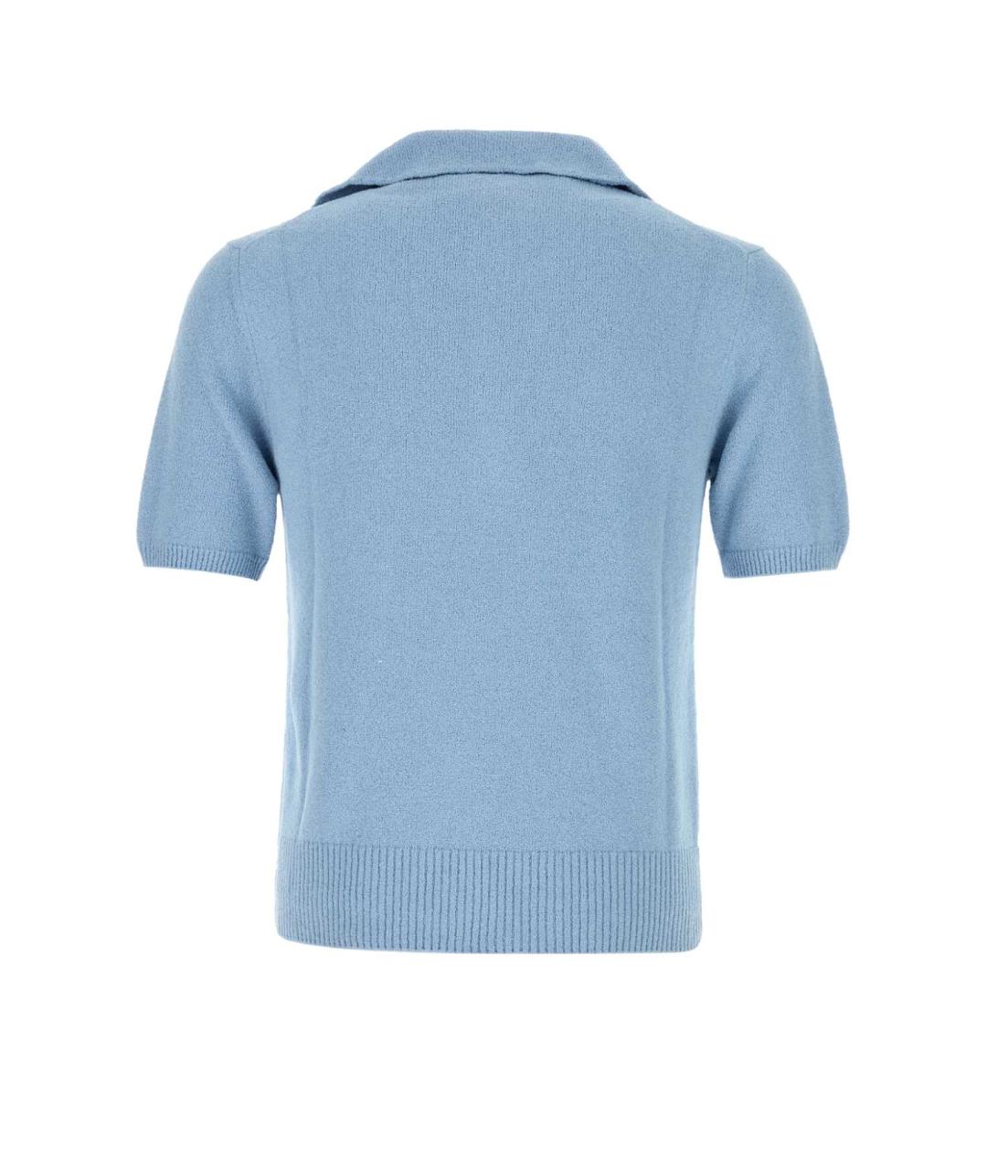 DOLCE&GABBANA Голубое хлопковое поло с коротким рукавом, фото 2