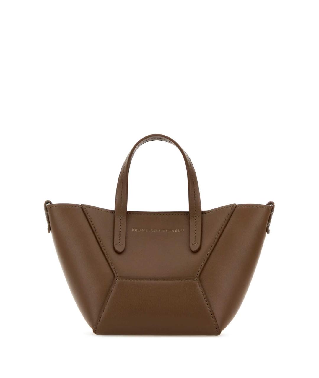 BRUNELLO CUCINELLI Коричневая кожаная сумка тоут, фото 1