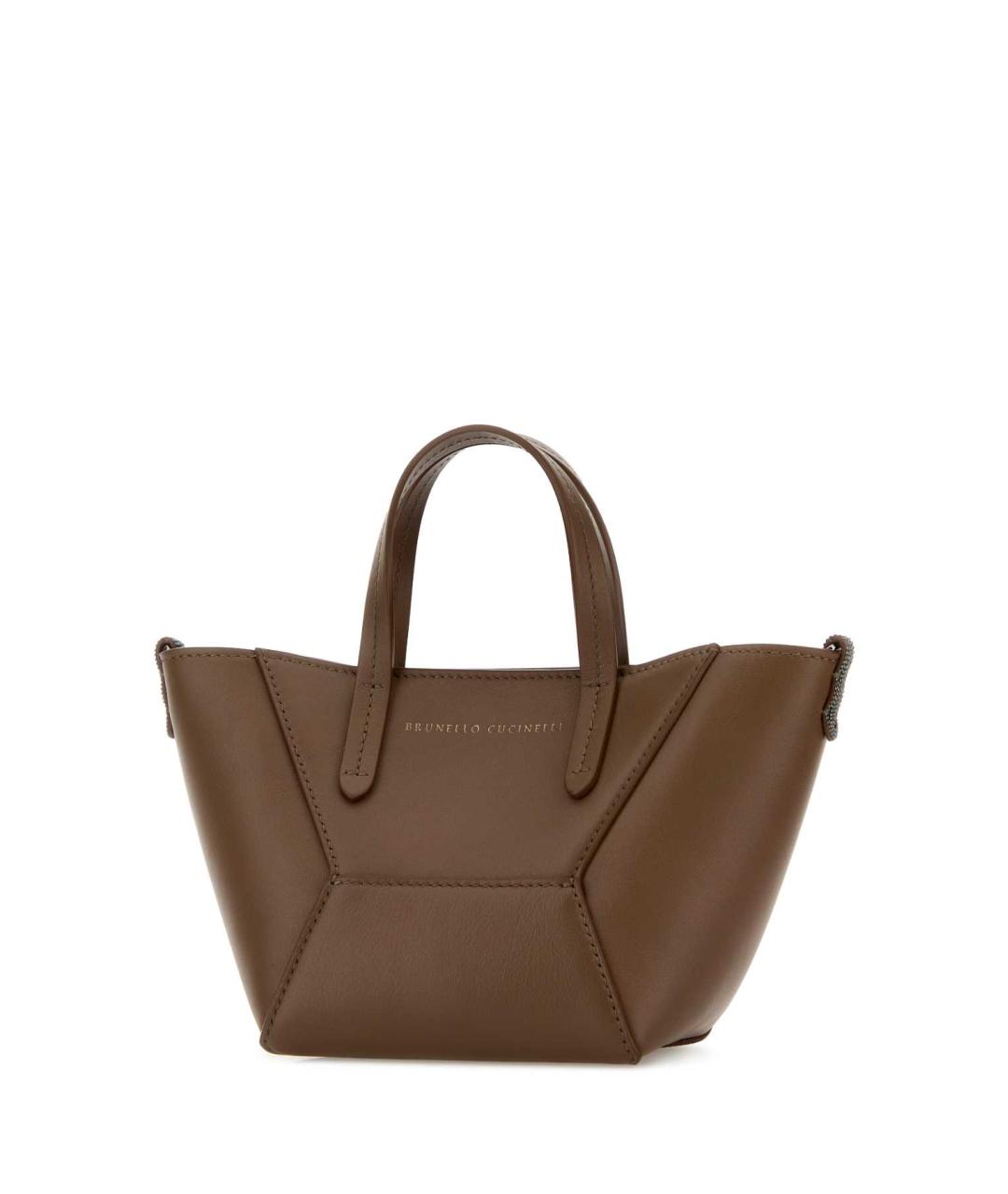 BRUNELLO CUCINELLI Коричневая кожаная сумка тоут, фото 2