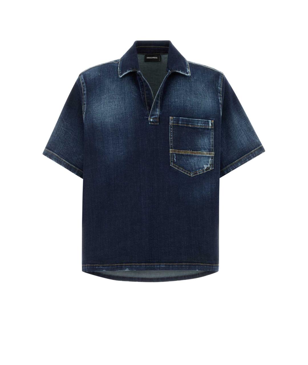 DSQUARED2 Синяя хлопковая кэжуал рубашка, фото 1