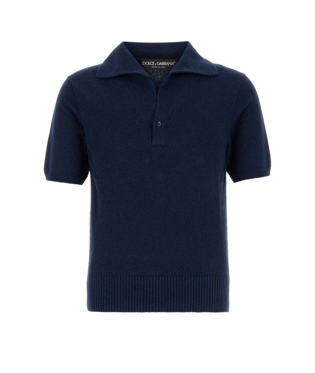 DOLCE&GABBANA Синее хлопковое поло с коротким рукавом, фото 1