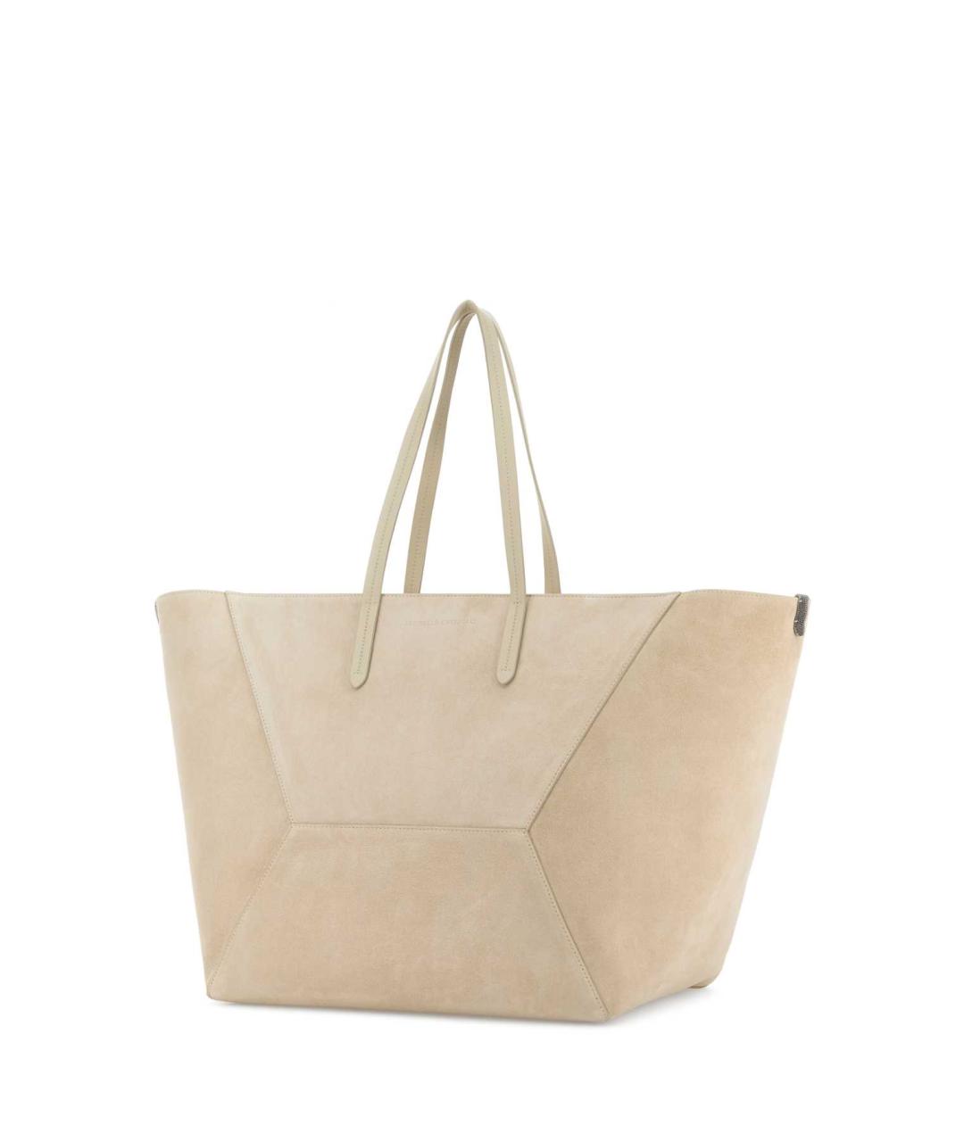 BRUNELLO CUCINELLI Бежевая замшевая сумка тоут, фото 2