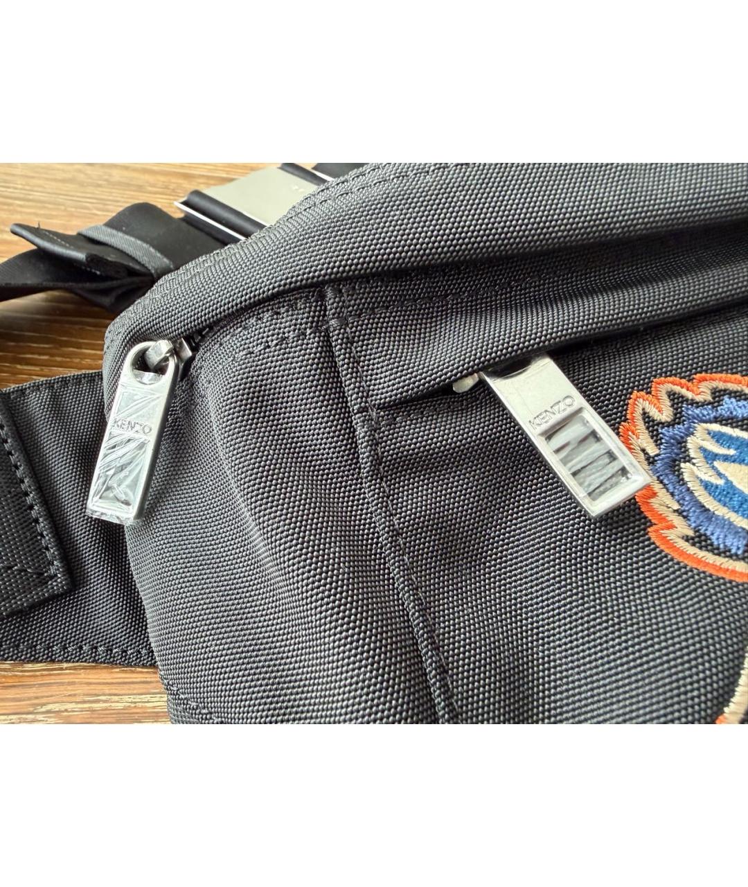 KENZO Черная тканевая поясная сумка, фото 4