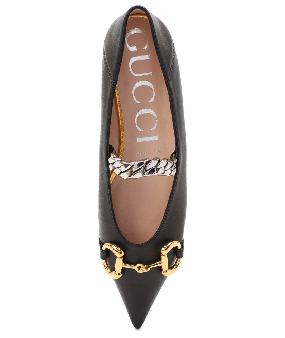 GUCCI Черные кожаные балетки, фото 4