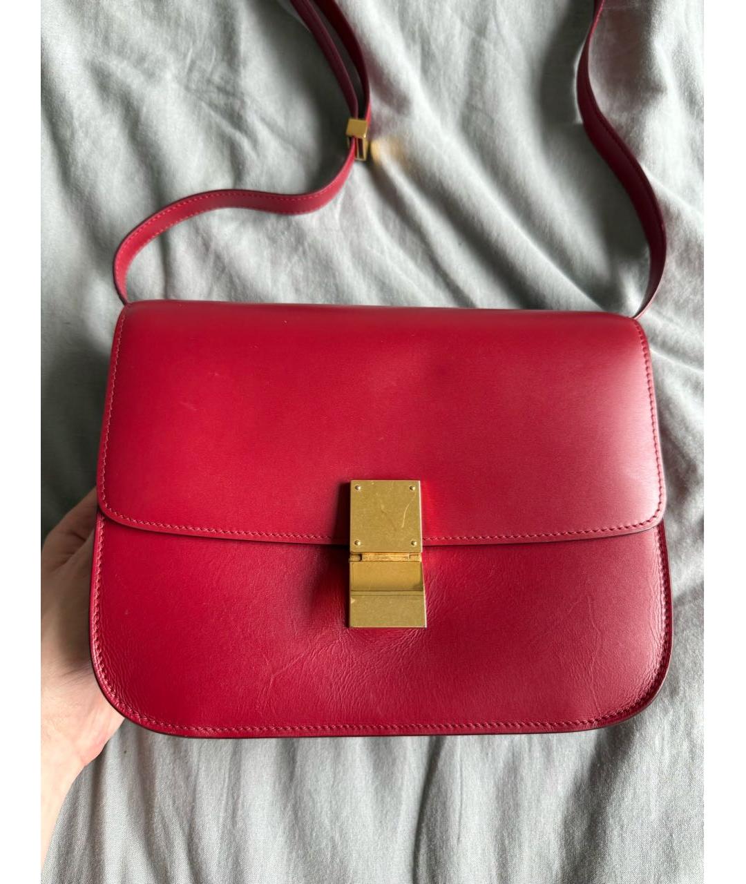CELINE Красная кожаная сумка через плечо, фото 3
