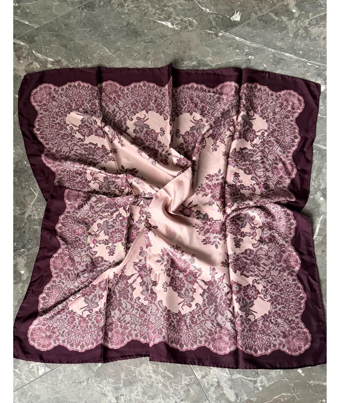 POLLINI Бордовый шелковый платок, фото 3